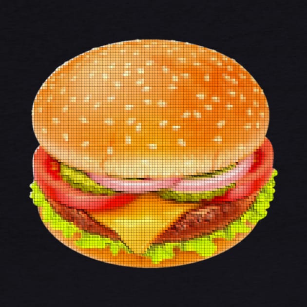 Hamburger Cheeseburger Pixel Art Cartoon by oggi0